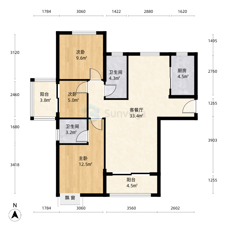 0平方米户型信息3室2厅2卫1厨楼盘名称印象天澜
