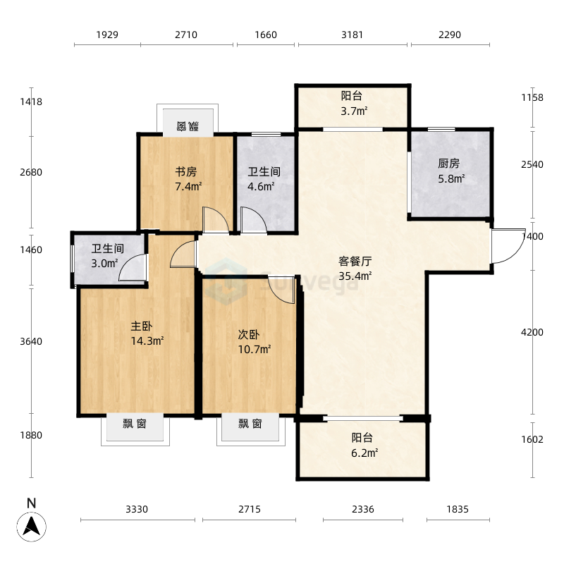 0平方米户型信息3室2厅2卫1厨楼盘名称银海龙城相似户型推荐银海龙城3