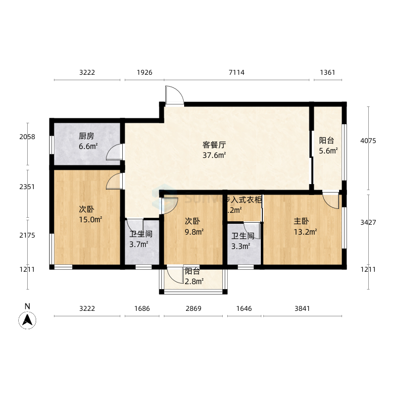 0平方米户型信息3室2厅2卫1厨楼盘名称中央名都相似户型推荐中央名都2