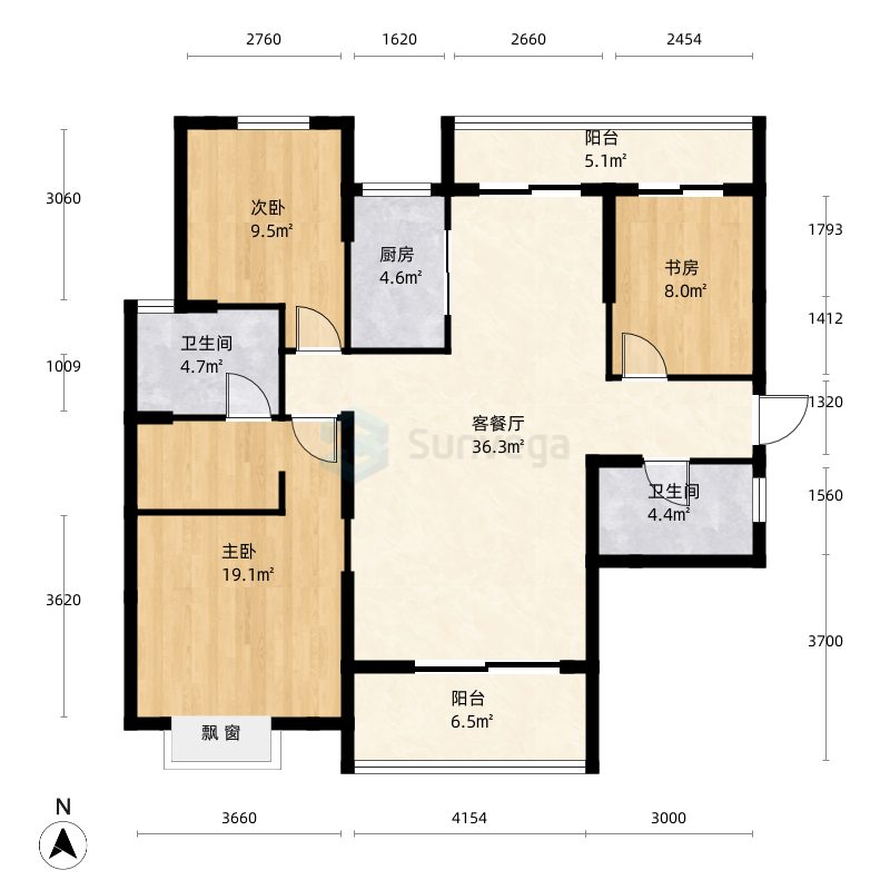 麻城翰林城3室2厅2卫1厨 | 123.0m05湖北省 / 黄冈市