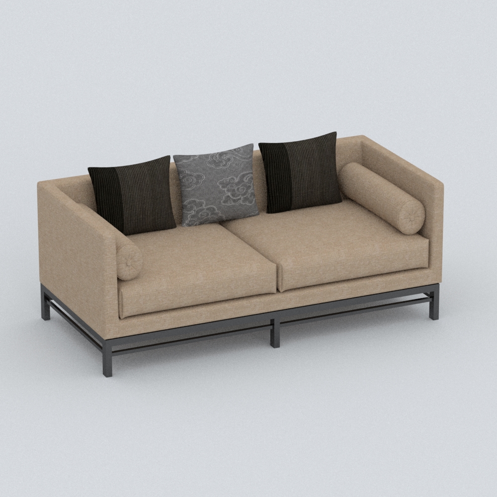 中式布艺双人沙发