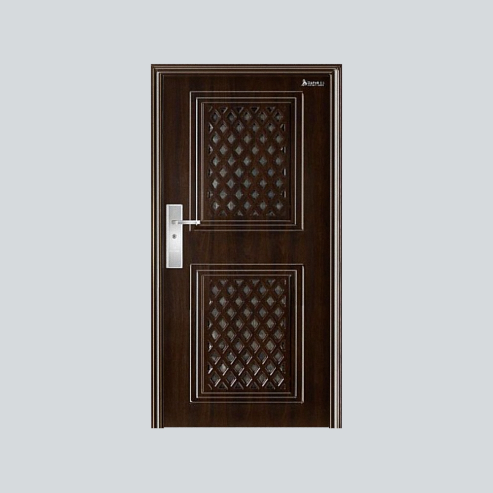 防盗门模型素材-金属钢木咖啡色模型-三维家模型素材库