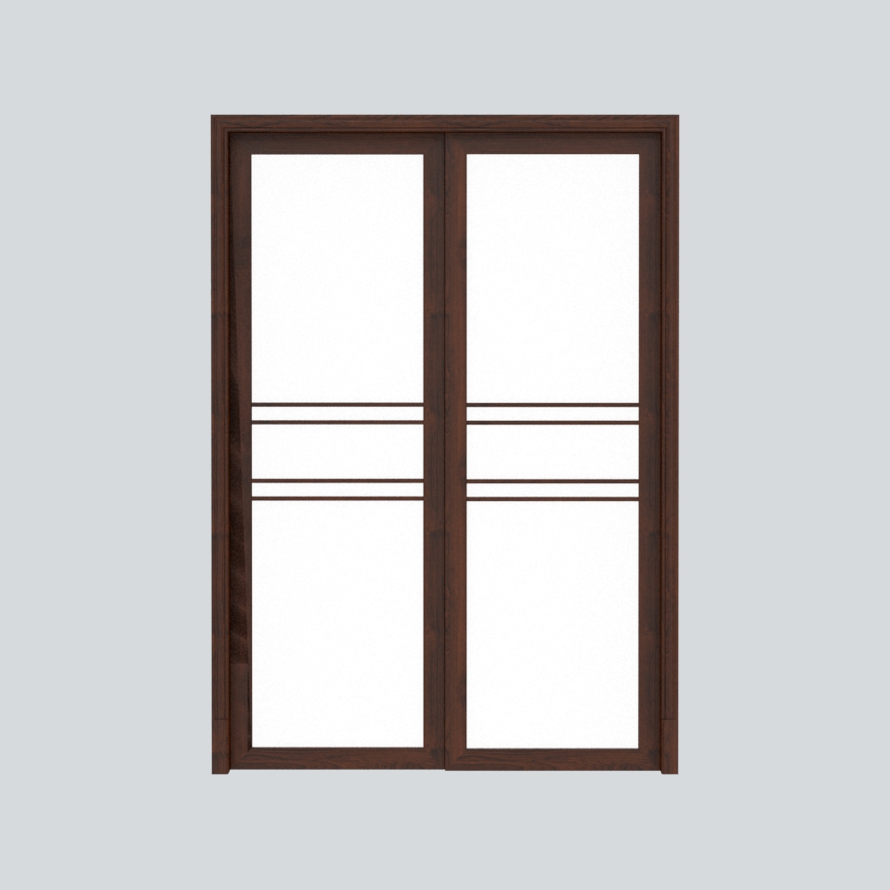 推拉门模型素材-实木红色实木模型-三维家模型素材库