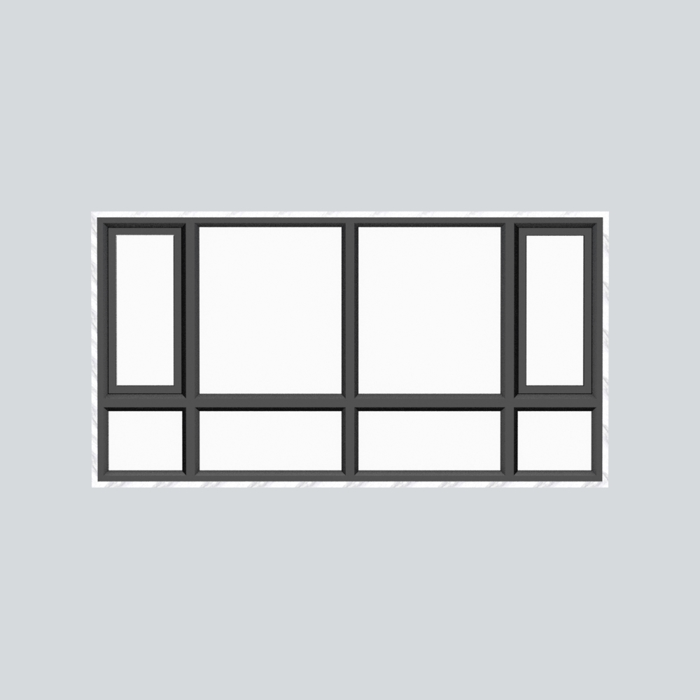 落地窗模型素材-塑钢黑色金属云素材模型-三维家模型素材库