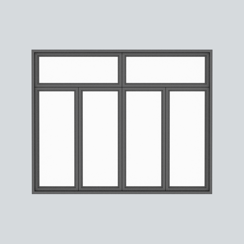 矩形窗模型素材-云素材塑钢黑色模型-三维家模型素材库