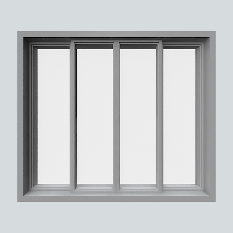 推拉门模型素材-铝材灰色模型-三维家模型素材库