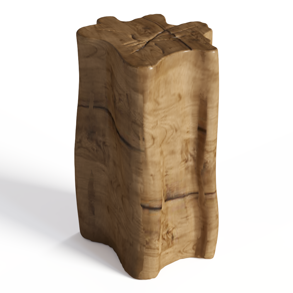 中式实木木墩模型素材-根雕茶海中式米色实木模型-三维家模型素材库