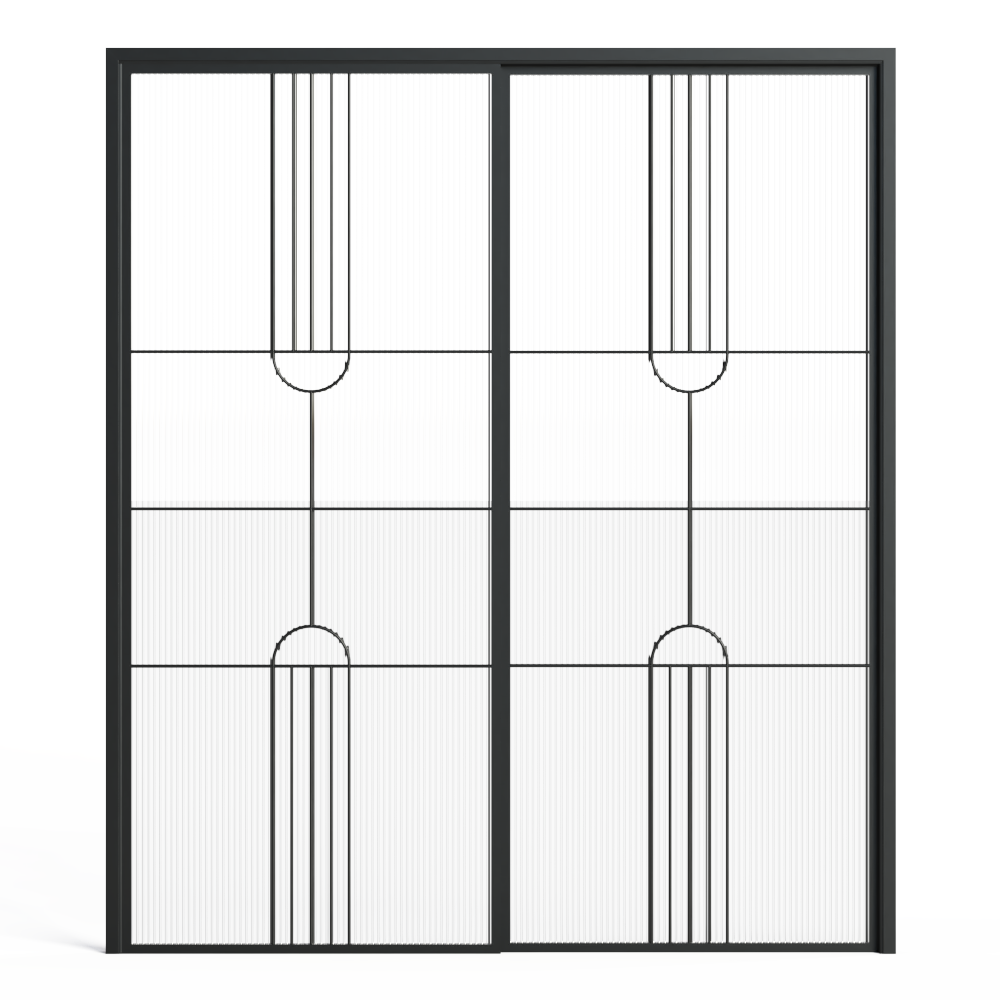 推拉门模型素材-玻璃现代黑色模型-三维家模型素材库