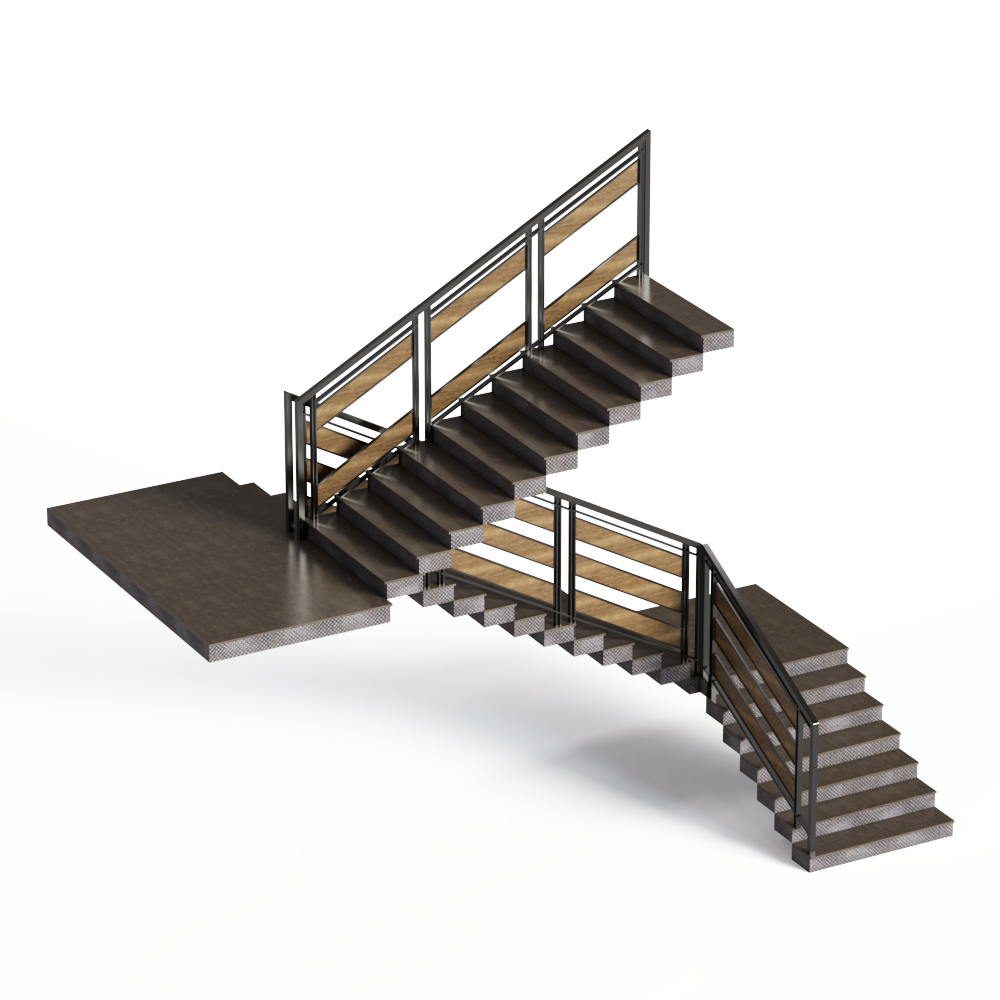 工业风实木转角楼梯