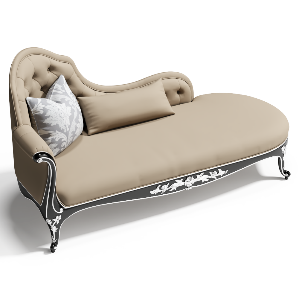 欧式实木雕花贵妃椅