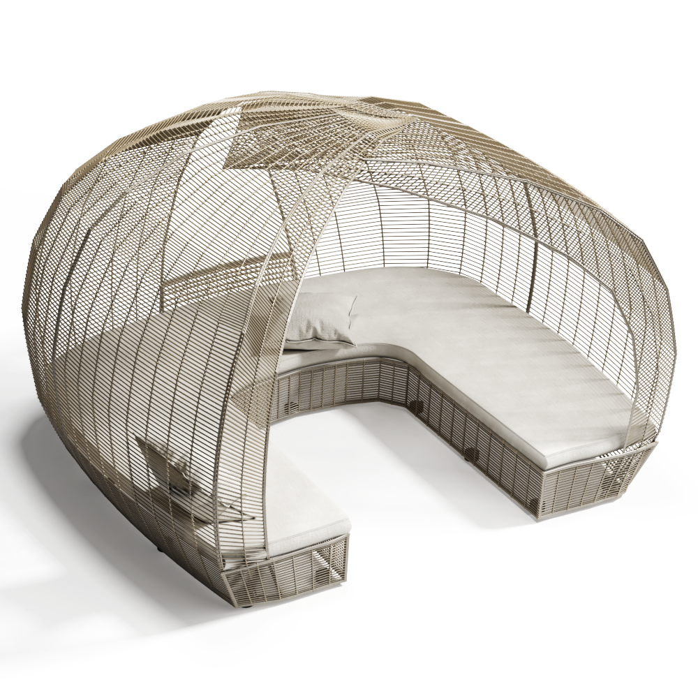 现代木艺U型沙发