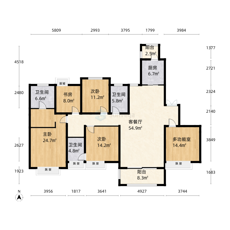 0m山东省 / 济南市 拉菲公馆 3室2厅2卫1厨 | 150.