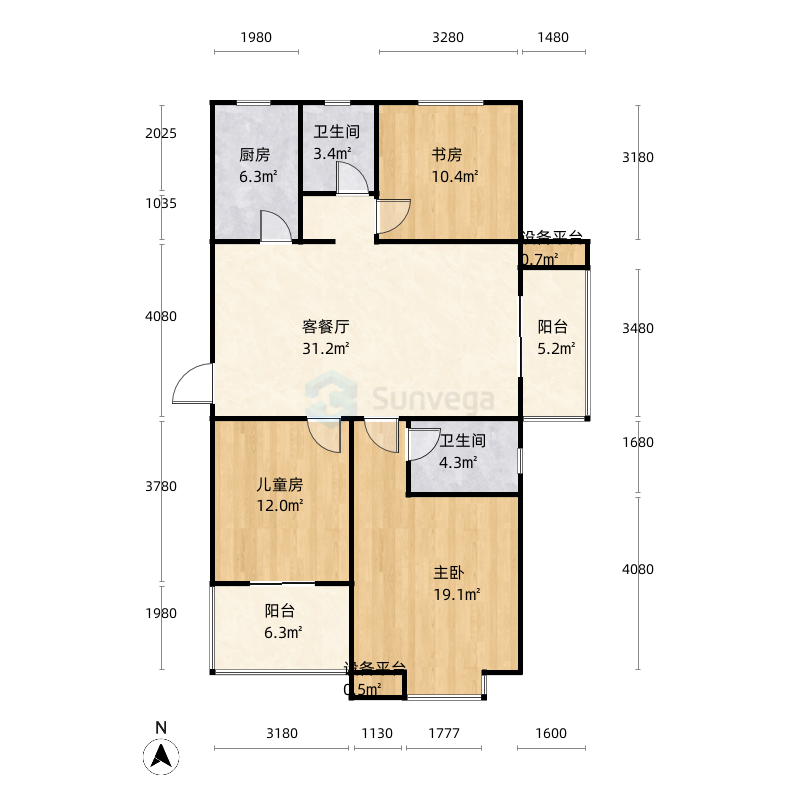 0m湖北省 / 武汉市 华星融城 3室2厅1卫1厨 | 97.