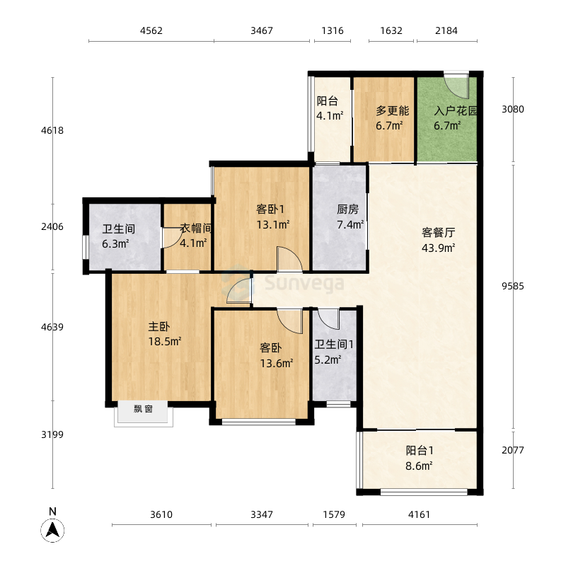 00m广东省 / 湛江市 御景华府 4室2厅2卫1厨 | 127.