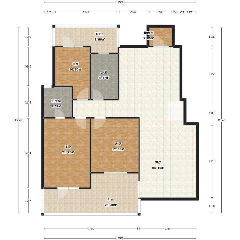 3室0厅2卫1厨192.0㎡户型图
