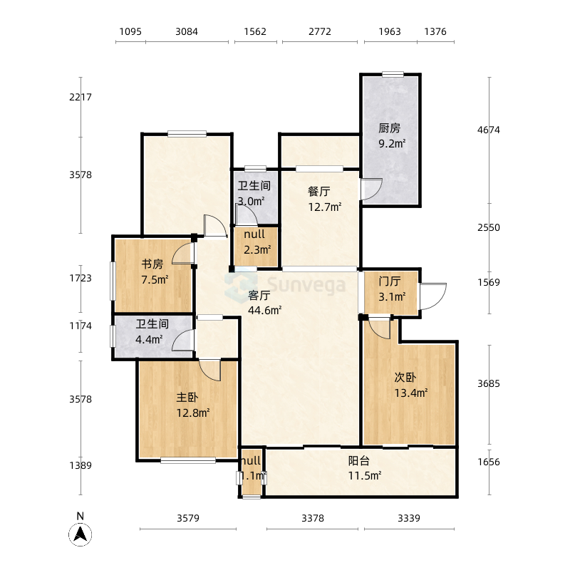 3室2厅2卫1厨150.0㎡户型图
