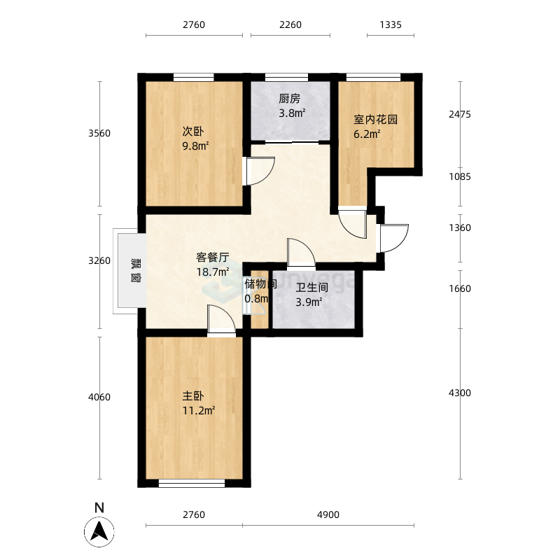 3室2厅1卫1厨85.0㎡户型图
