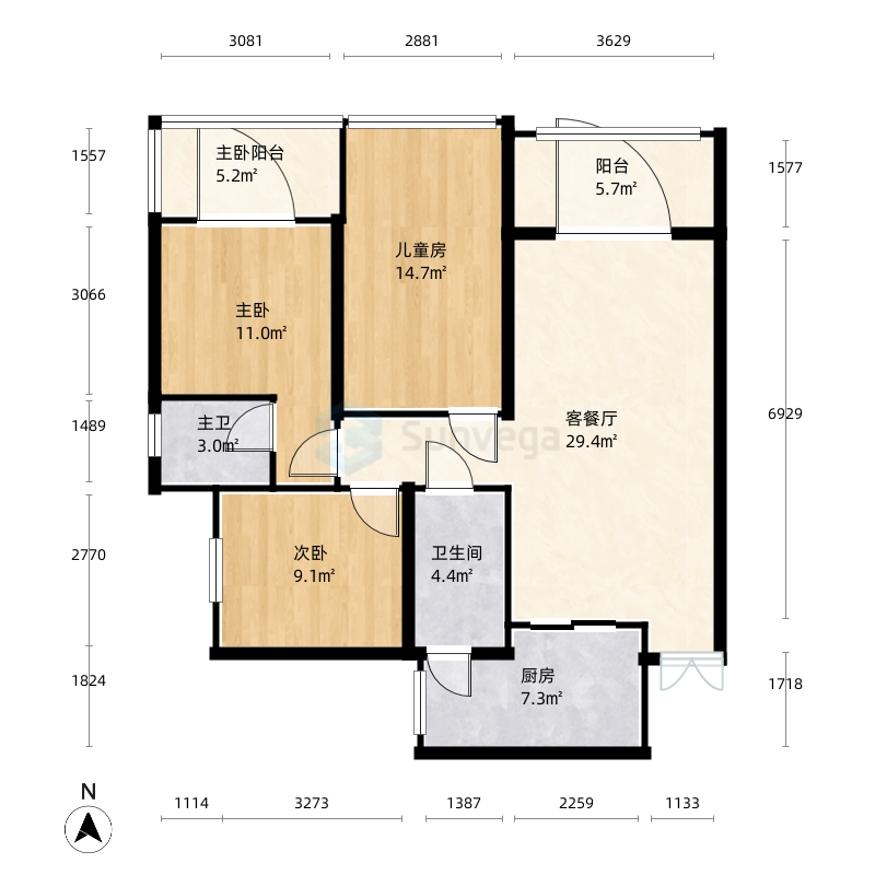 0m四川省 / 眉山市 龙玺台 3室2厅2卫1厨 | 120.