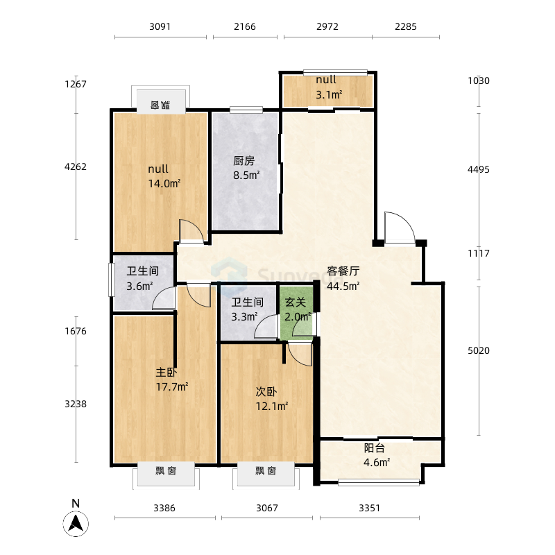 0m江苏省 / 泰州市 星威园 3室2厅2卫1厨 | 124.
