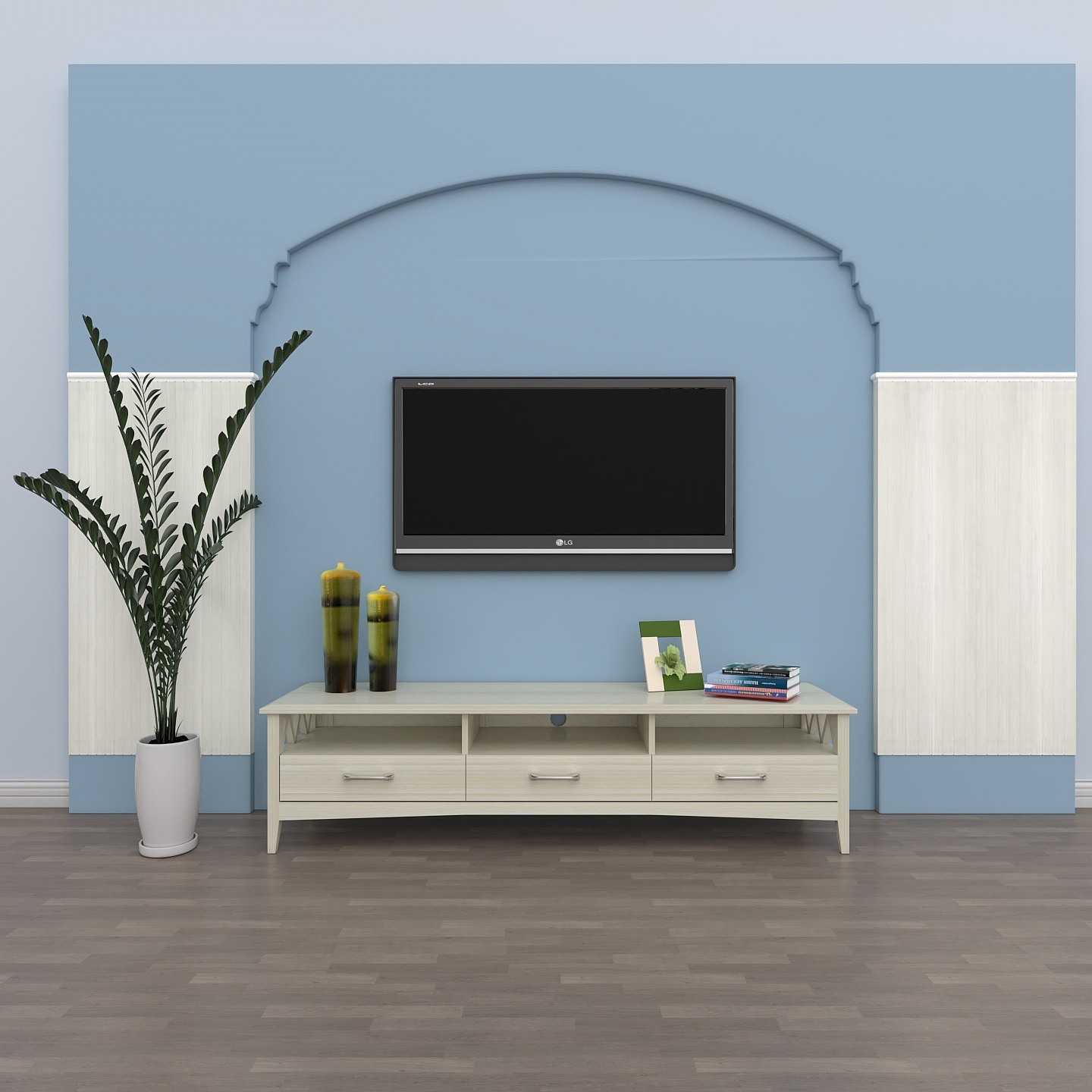 地中海电视柜组合 品牌无 风格地中海 尺寸3500.0*836.92*2604.