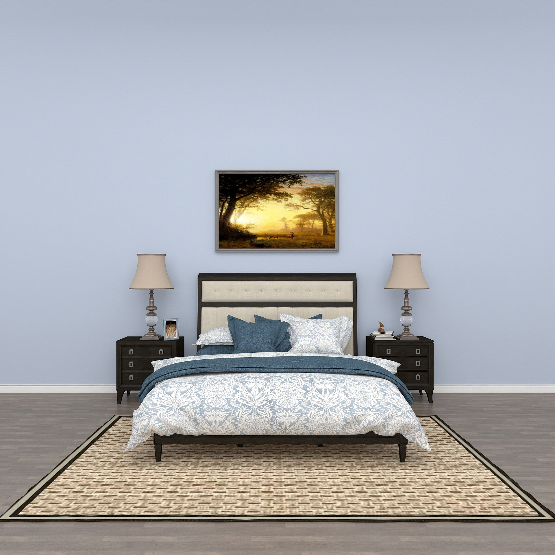 美式卧室组合-优梵艺术模型素材-美式卧室组合模型-三维家模型素材库