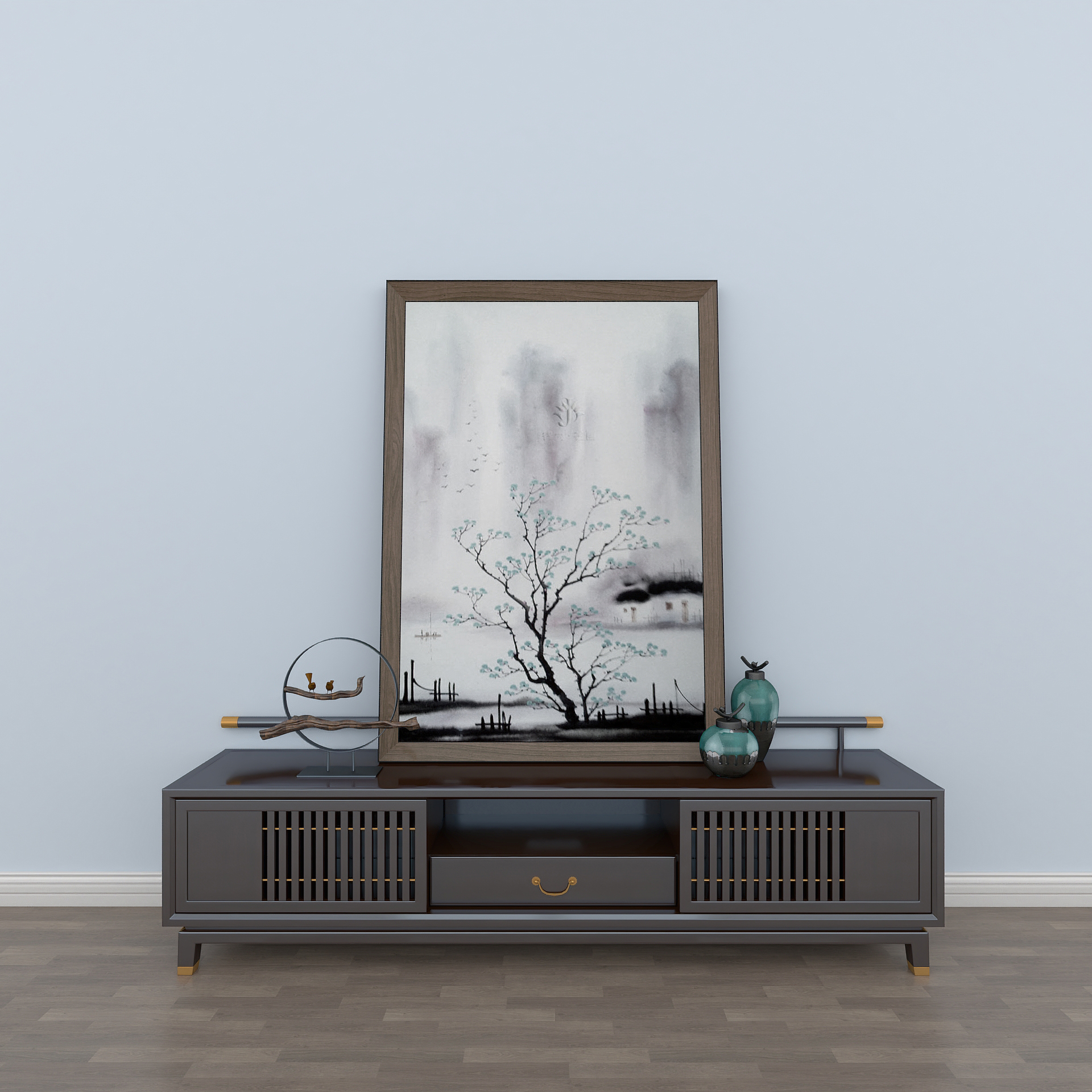 新中式电视柜组合 品牌无 风格新中式 尺寸1996.37*410.67*1888.