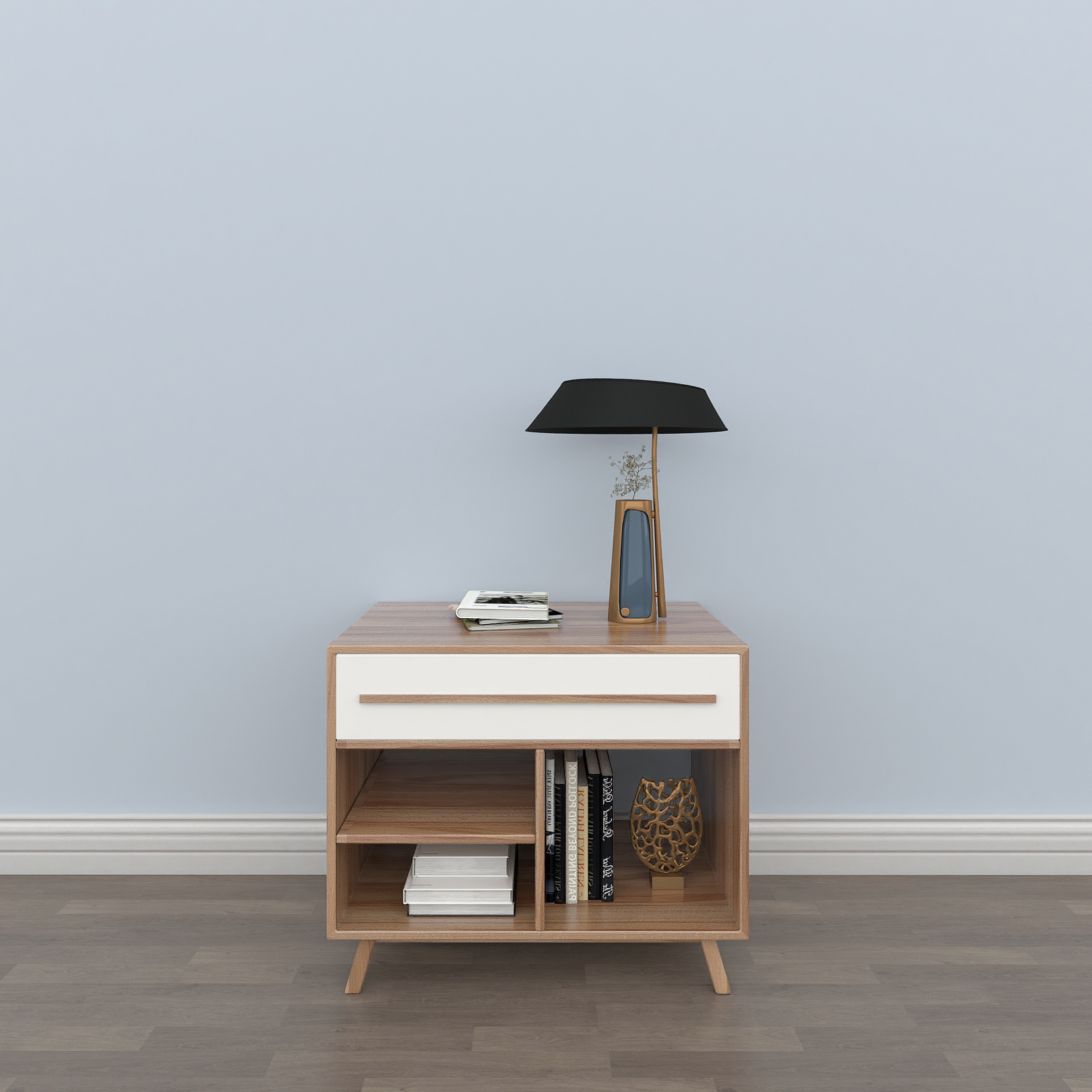 新中式床头柜组合模型素材-新中式柜架组合模型-三维家模型素材库