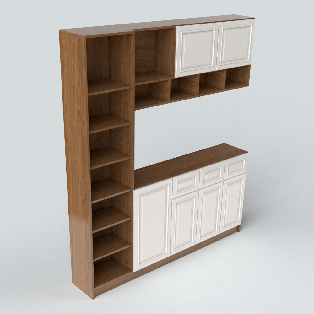 现代木艺一体柜