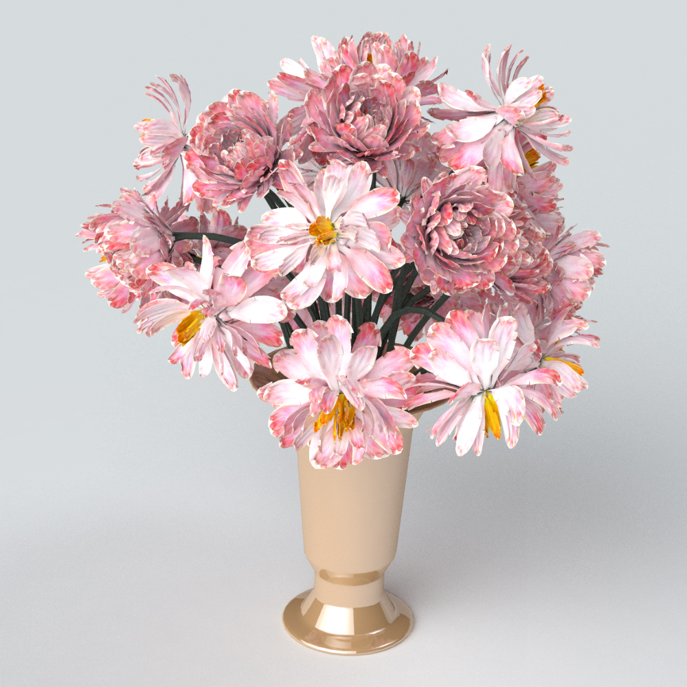 桌面花艺模型素材-粉色模型-三维家模型素材库