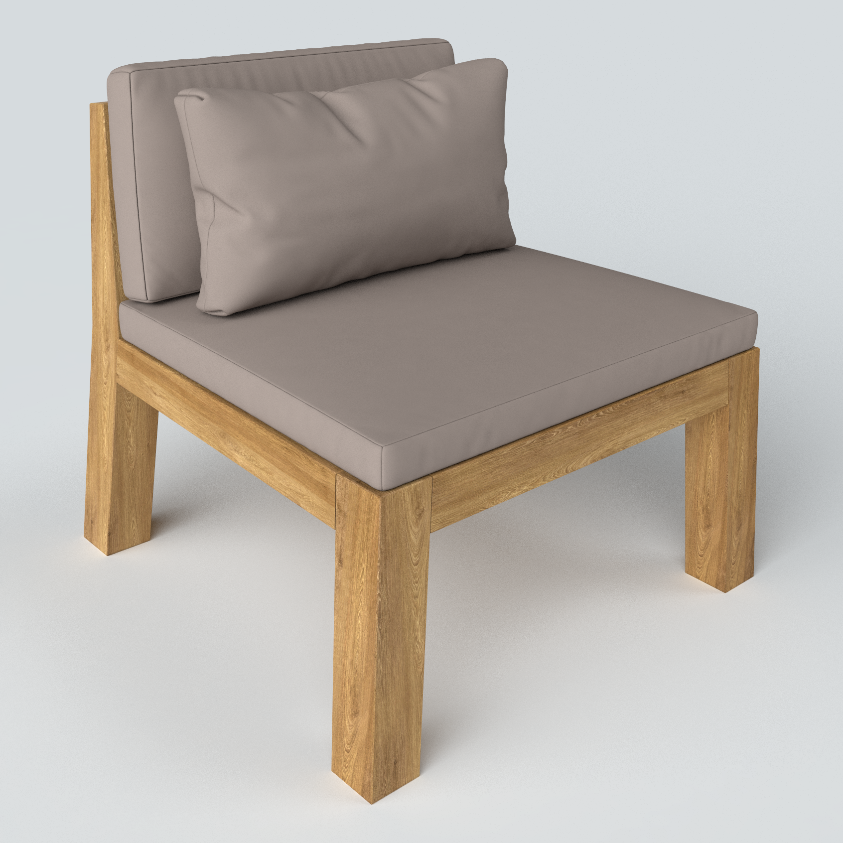 现代木艺休闲沙发模型素材-现代黄色实木模型-三维家模型素材库