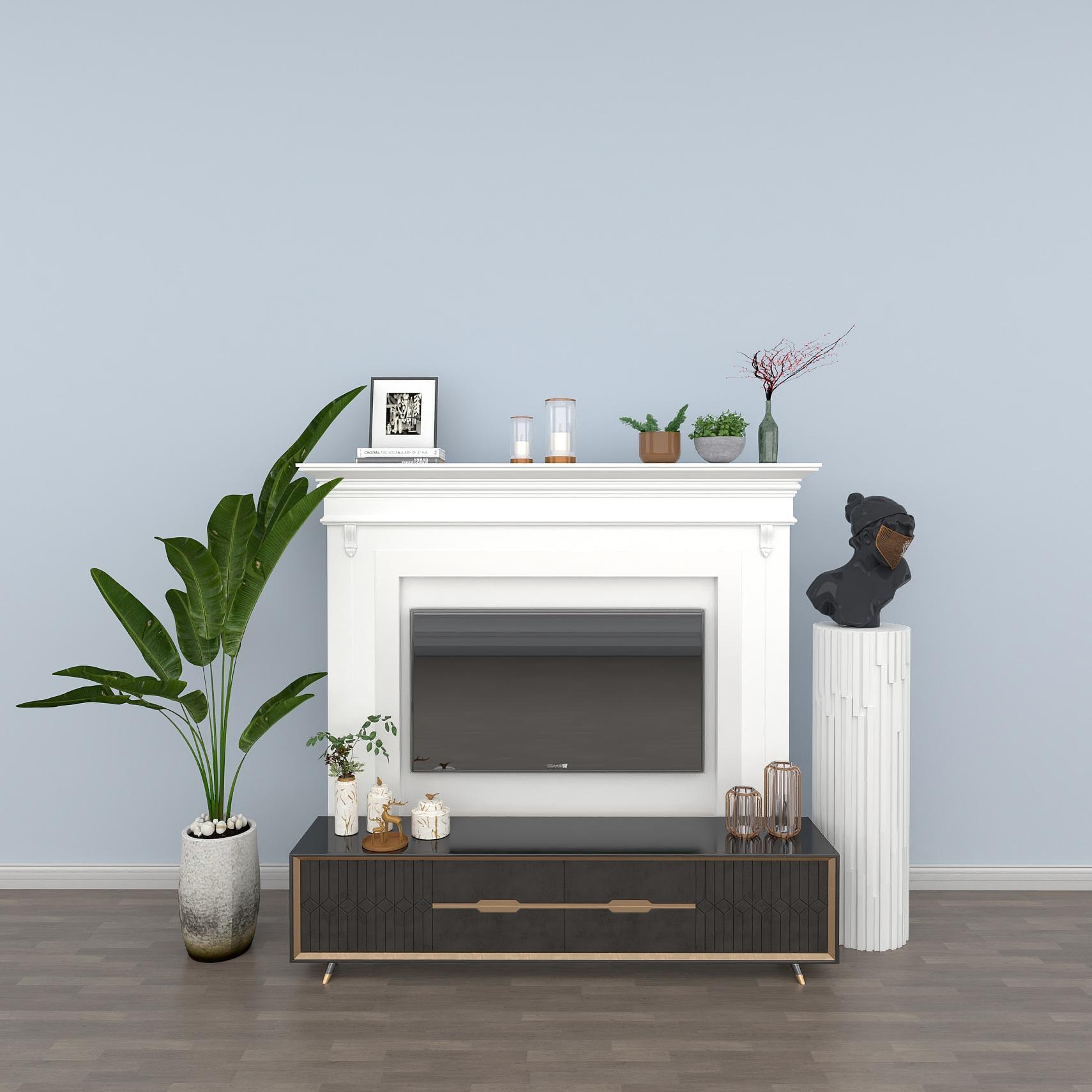 轻奢电视柜组合模型素材-轻奢模型-三维家模型素材库