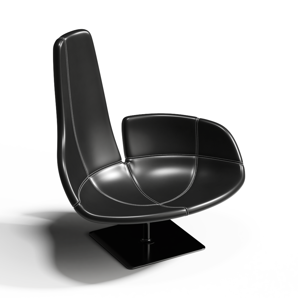 现代黑色皮质单人椅