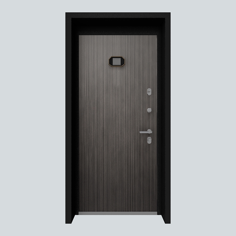 单开防盗门模型素材-钢木咖啡色模型-三维家模型素材库