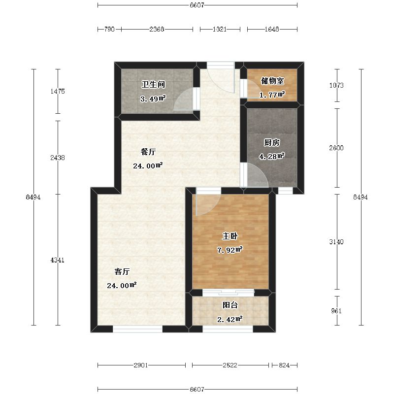 星光大道 无 | 67.00m河北省 / 秦皇岛市 1室1厅1卫1厨 | 67.