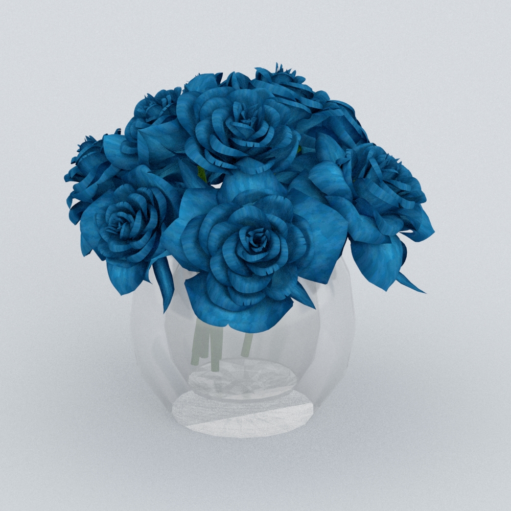 桌面花艺模型素材-蓝色桌面花艺模型-三维家模型素材库