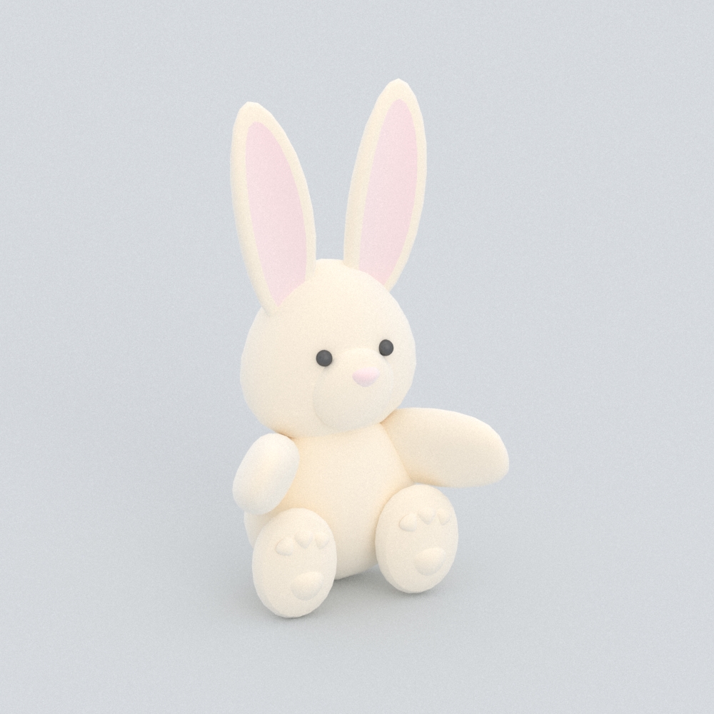 儿童玩具-兔子公仔模型素材-布艺公仔模型-三维家模型素材库