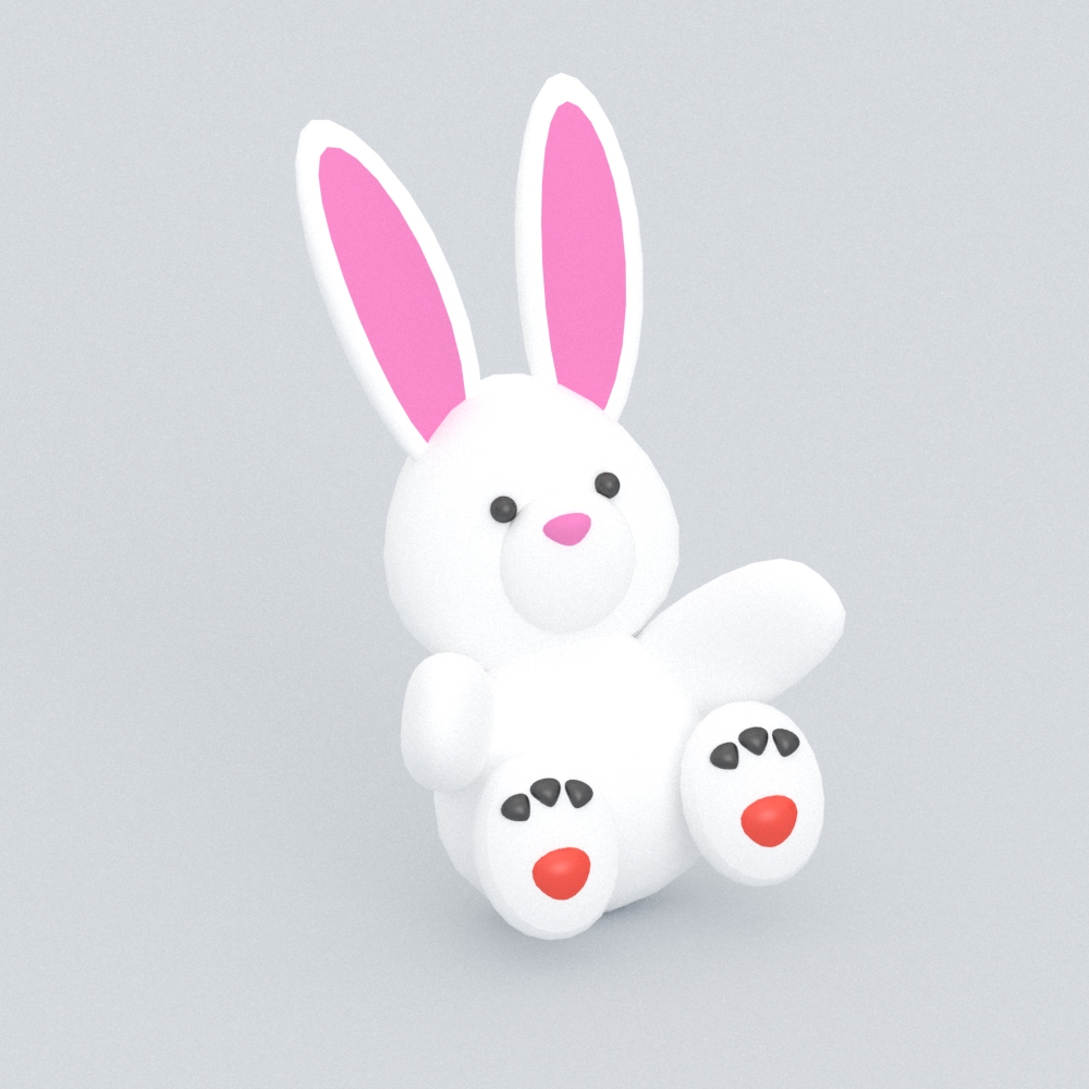 儿童玩具-兔子公仔模型素材-布艺公仔模型-三维家模型素材库
