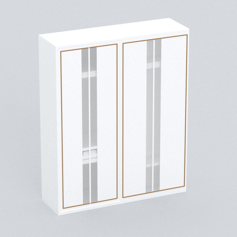 轻奢风移门衣柜模型素材-实木衣柜白色轻奢模型-三维家模型素材库